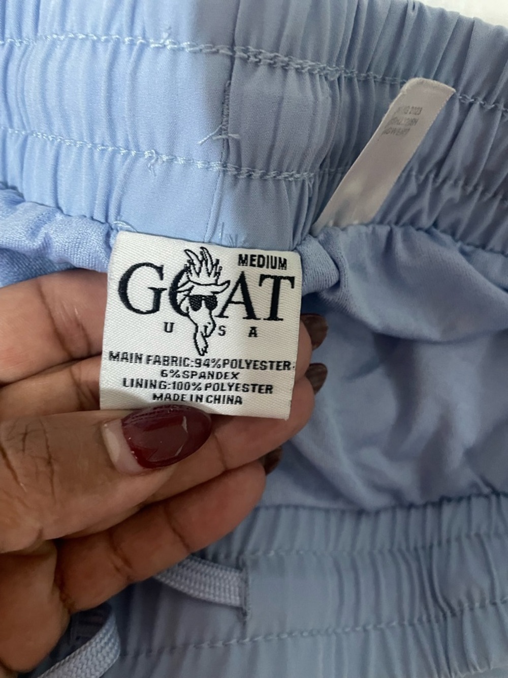 Light Blue Women's Athletic Shorts with Goat Logo - Picture 2 of 13